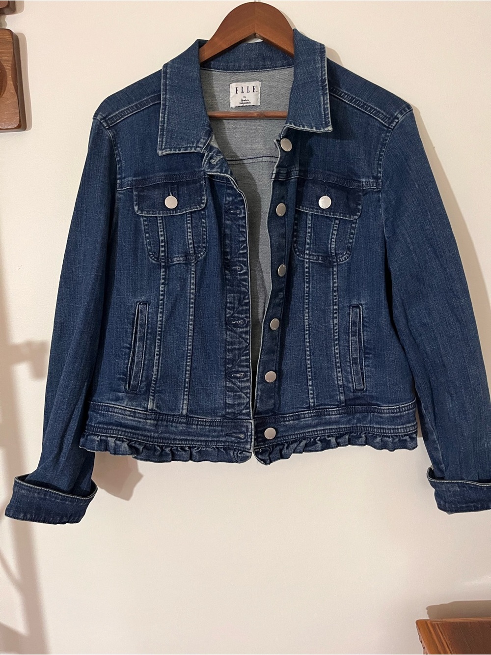 Elle Dark Blue Denim Button-Front Jacket